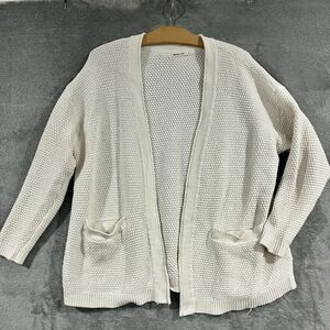 Marine Layer White Salina Coat Cardigan Knit Birds Eye Open Coatigan Pockets Sm